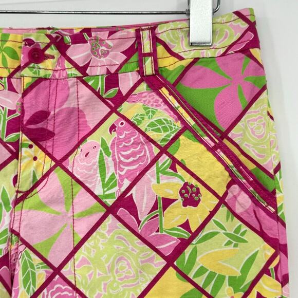 Lilly Pulitzer white label patchwork floral parrot giraffe print cropped pants 8 - Picture 3 of 8